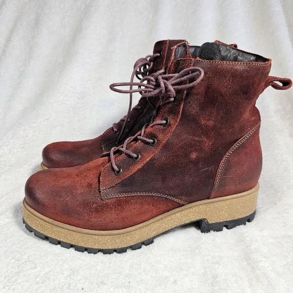 Taos Footwear Shoes - Taos Main Street Boot Leather Side Zip Combat Rugged Womens US 10